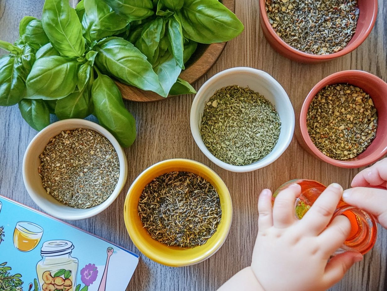 Parents administering herbal remedies to children.