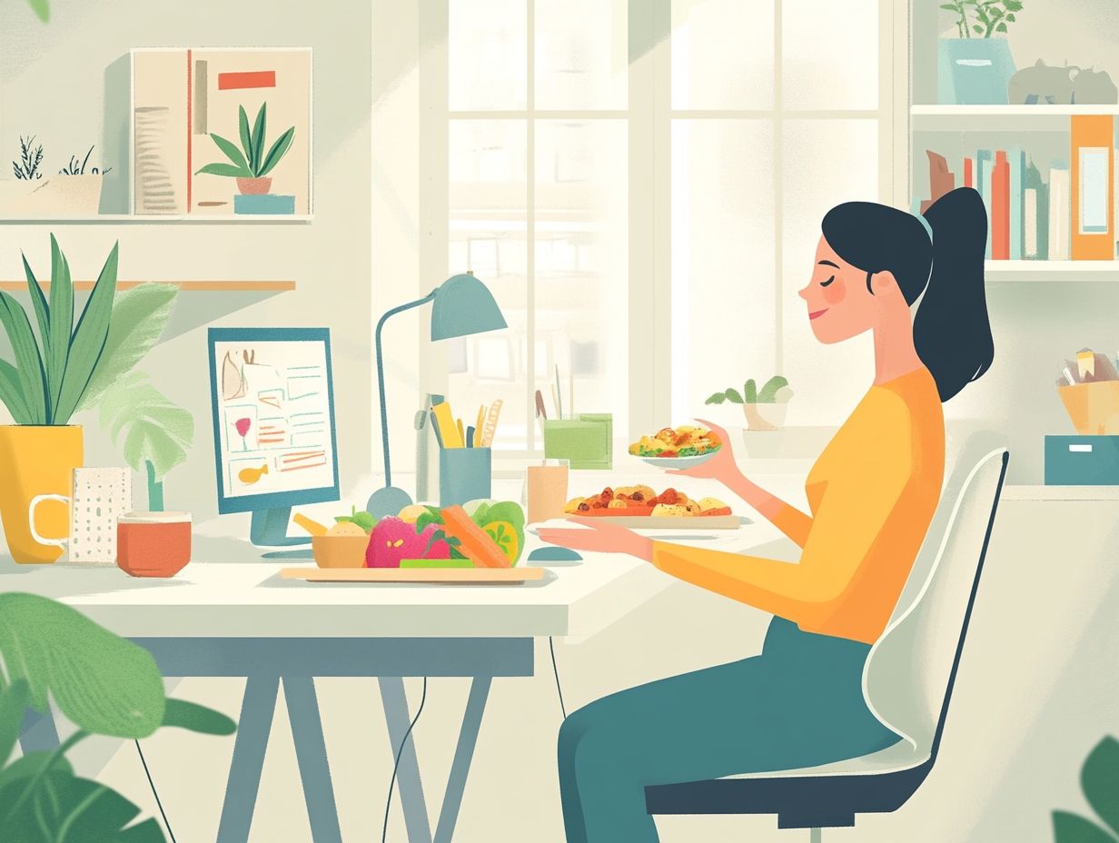 An illustration of mindful eating practices at work