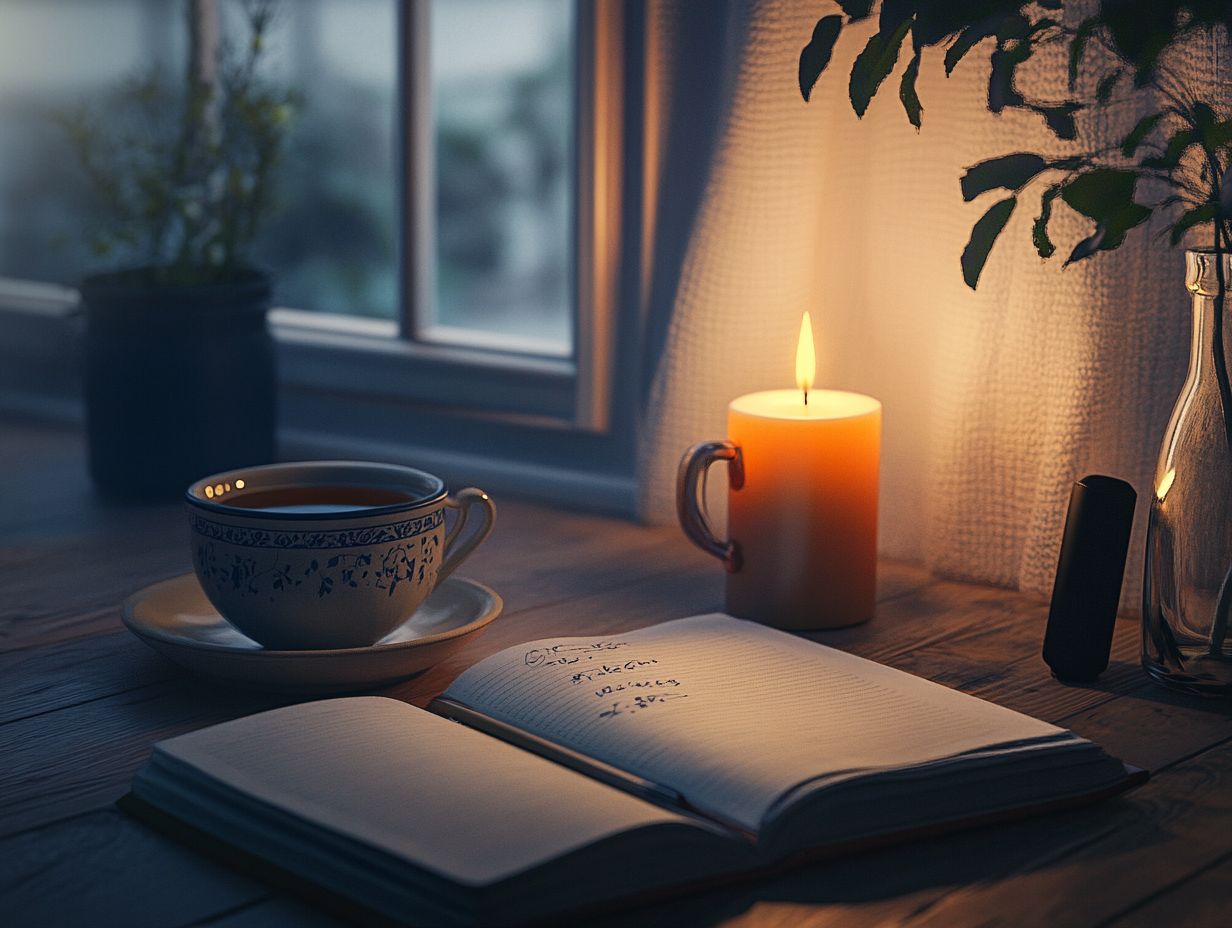 A person writing in a journal to reflect on their day.