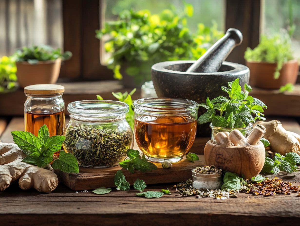 A selection of herbal remedies for digestive issues