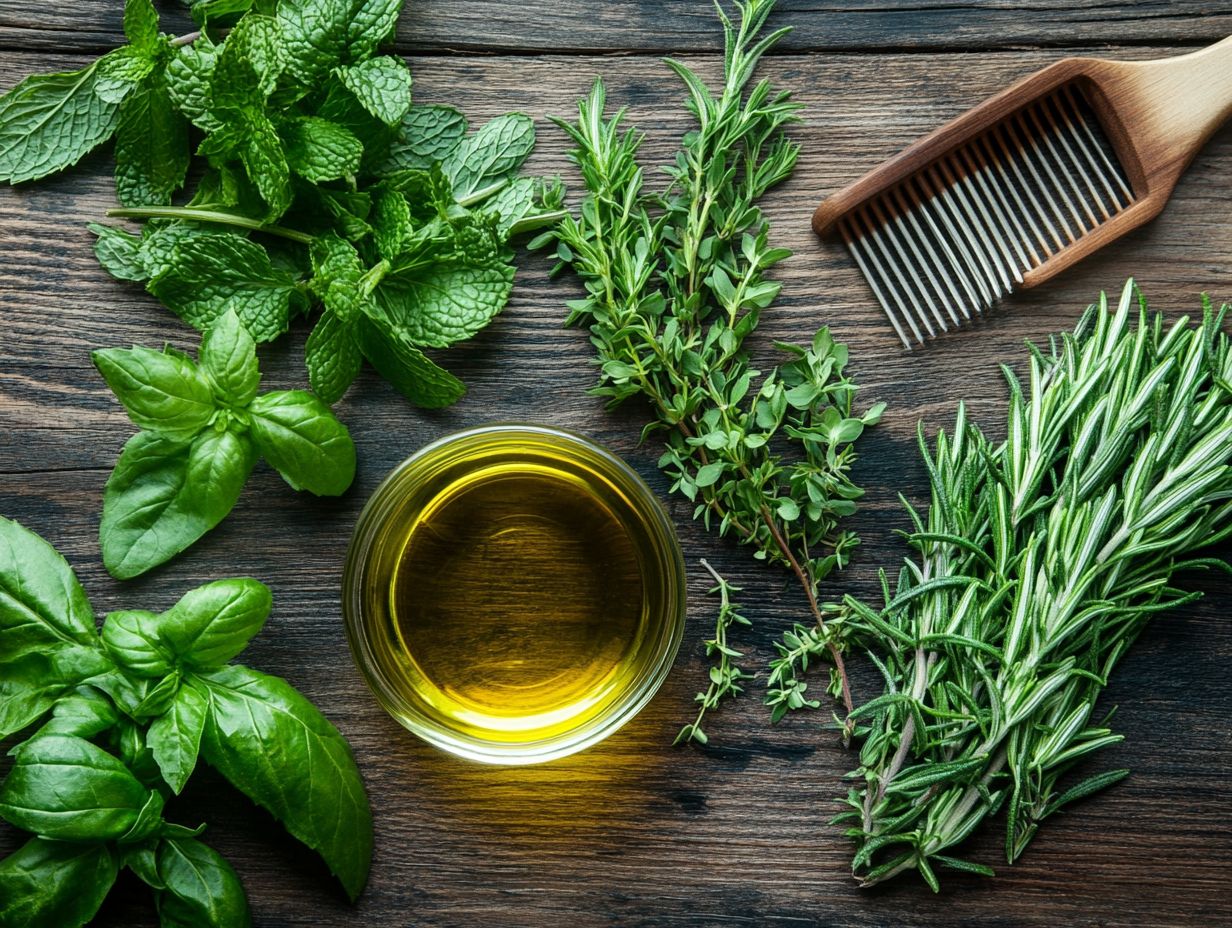 A collection of top herbs for healthy hair.