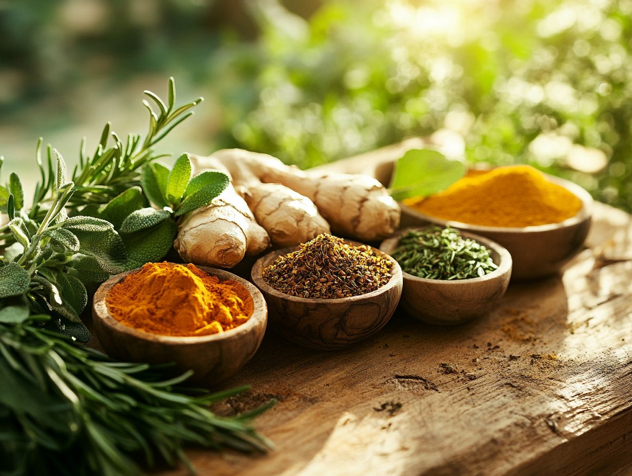 Image of various herbs known for joint pain relief