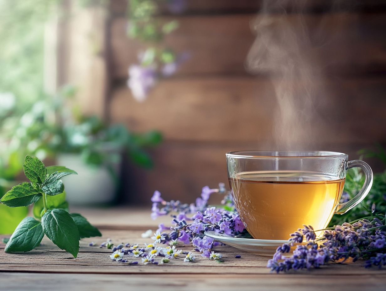 Illustration showing various herbs that relieve stress and anxiety.