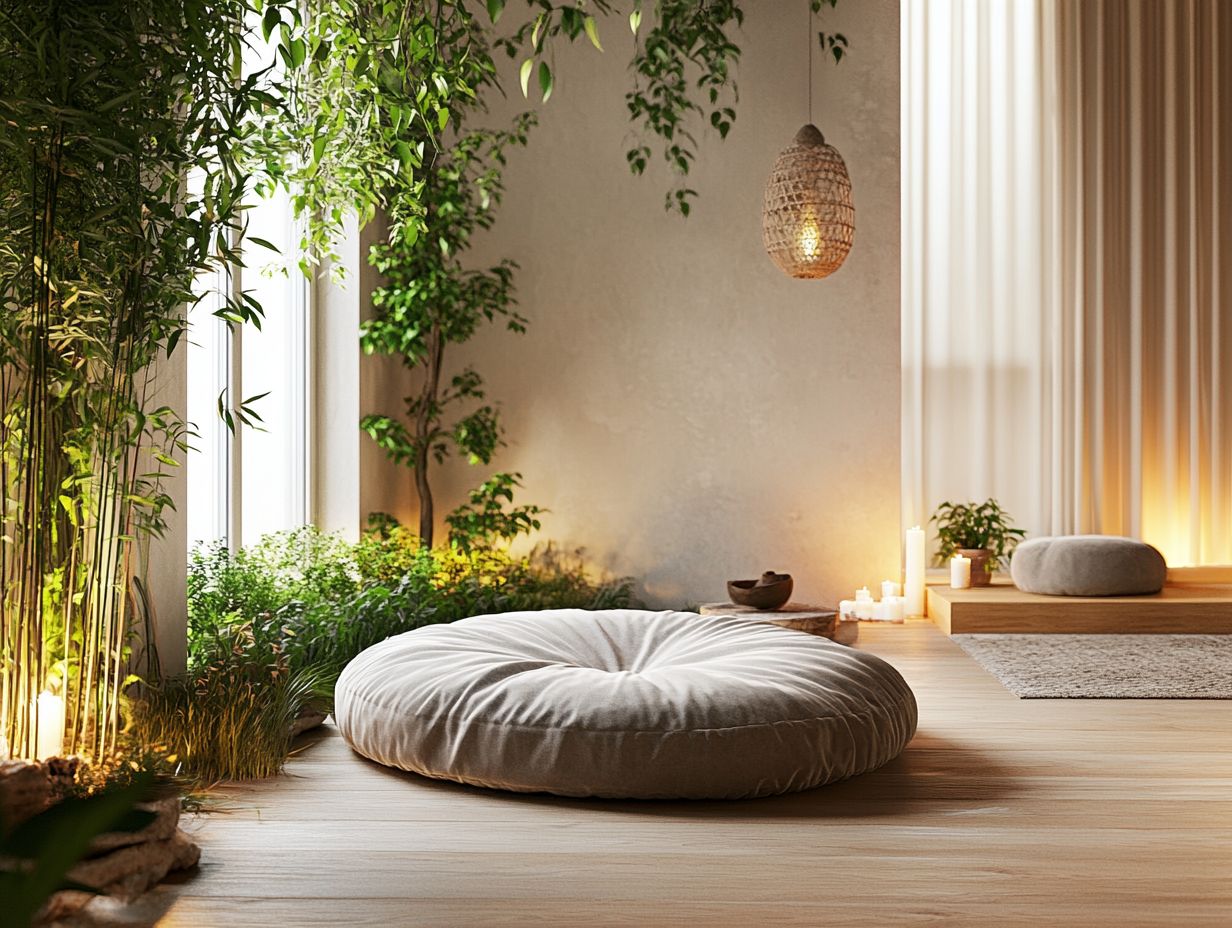 A calming meditation space with key takeaways.