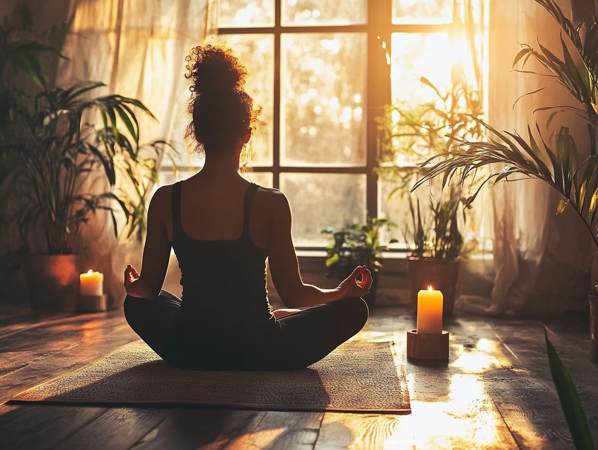 Person meditating in a serene environment