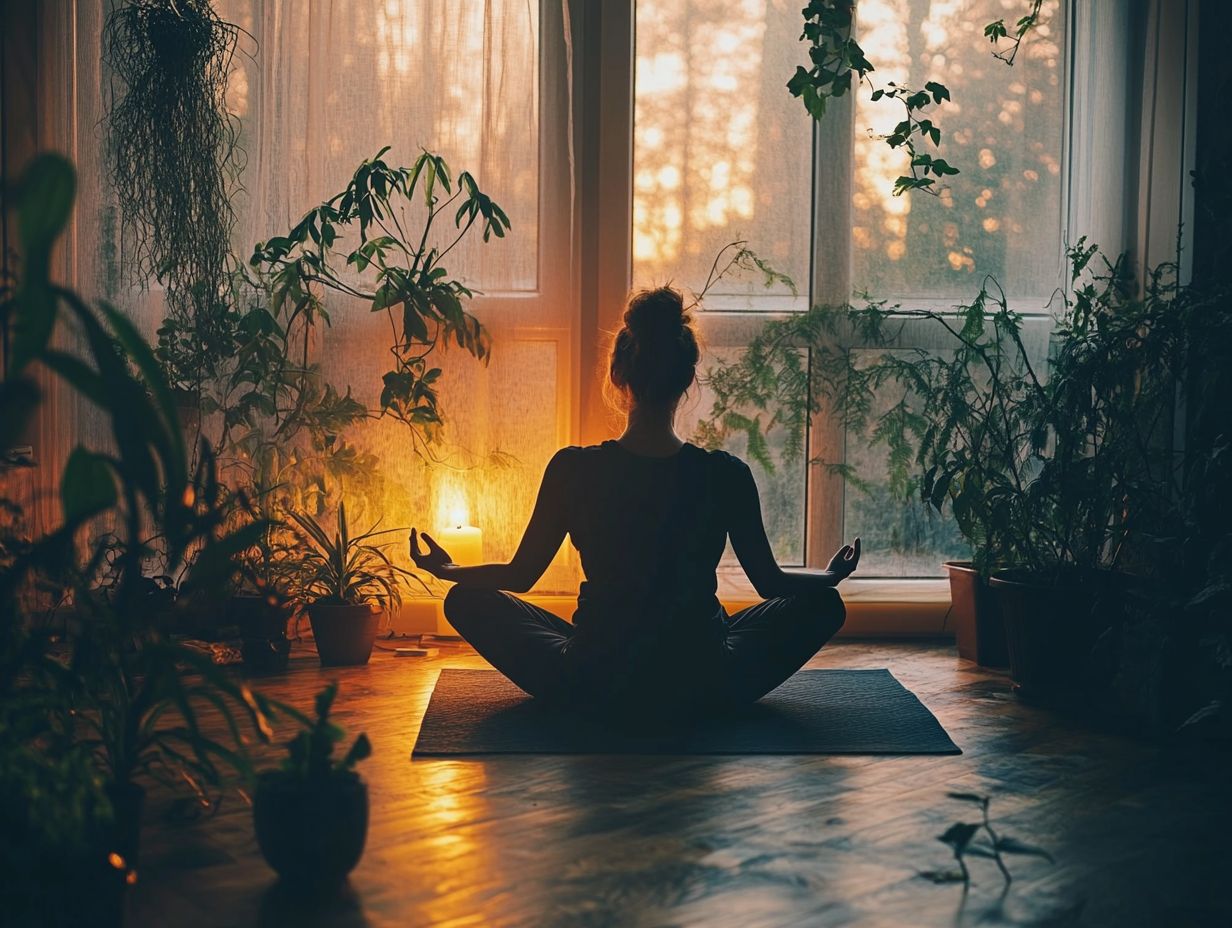 A beginner meditating in a serene environment