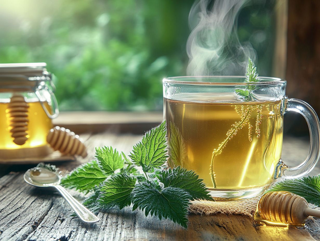 Image of nettle leaves and tea preparation