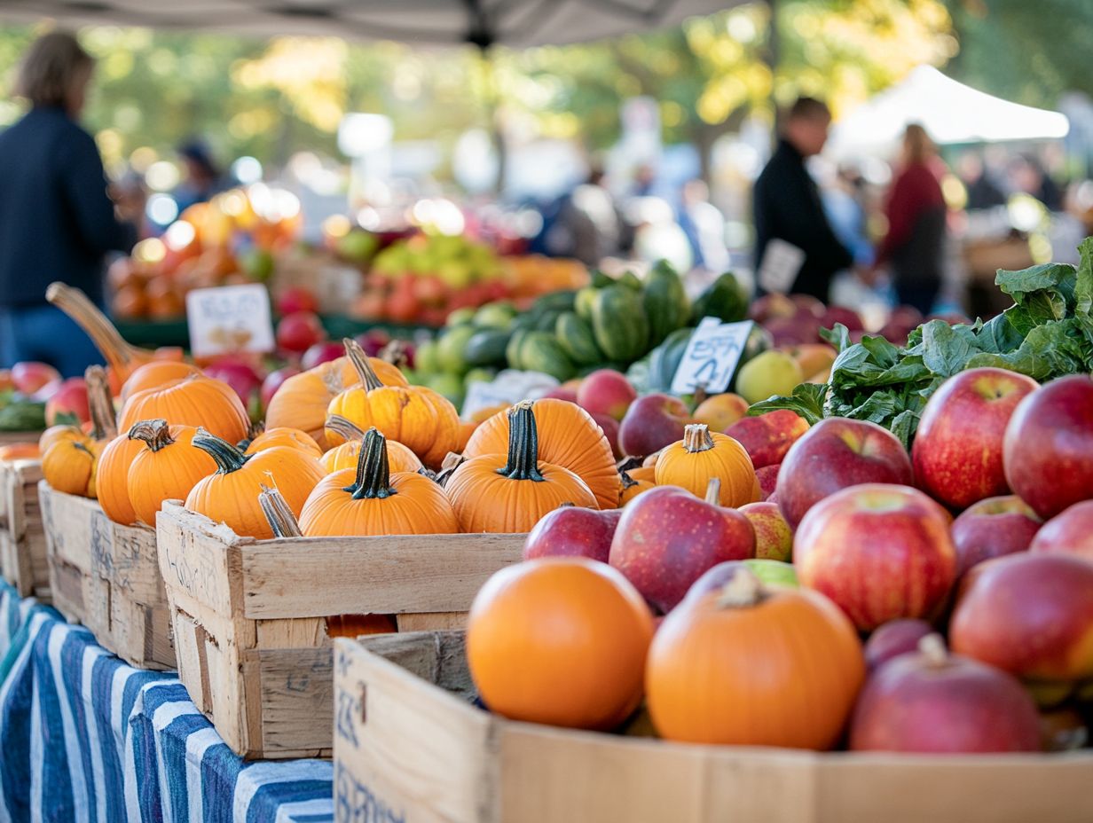 Fresh seasonal vegetables at a farmers market