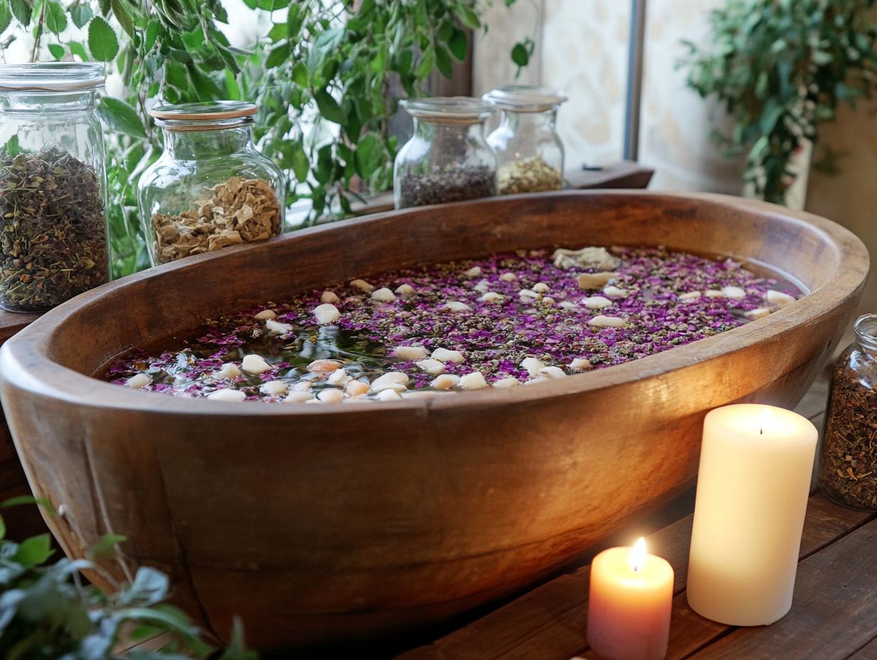 Visual guide to creating a relaxing herbal bath soak experience