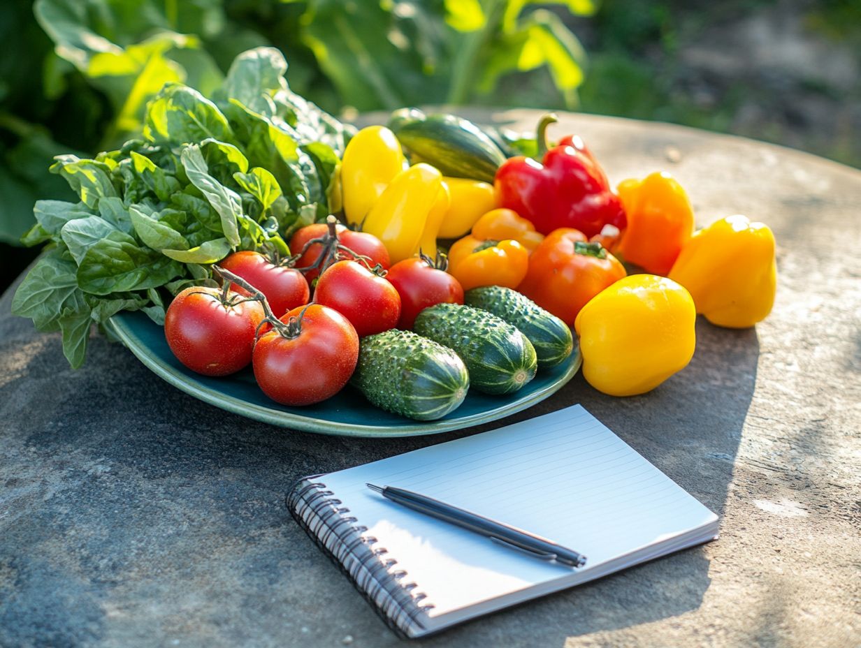 A colorful array of fruits and vegetables representing dietary recommendations for mental health